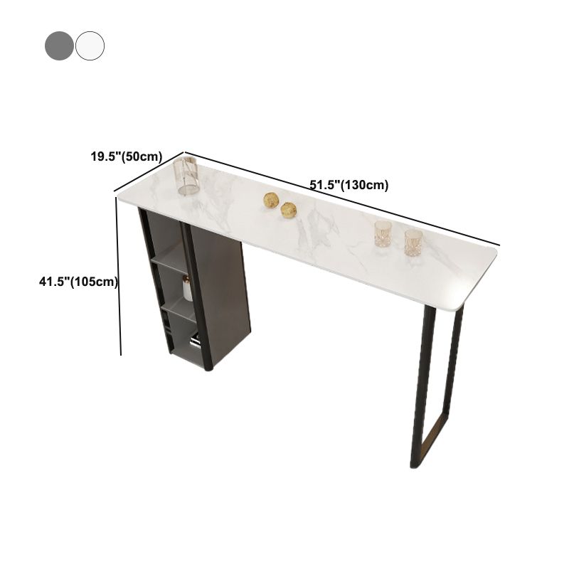 Contemporary Stone Bar Table Bar Double pedestal Bar Desk with Storage Shelf
