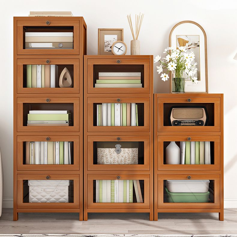 Modern Brown Accent Cabinet with Acrylic Doors Rectangle Cabinet