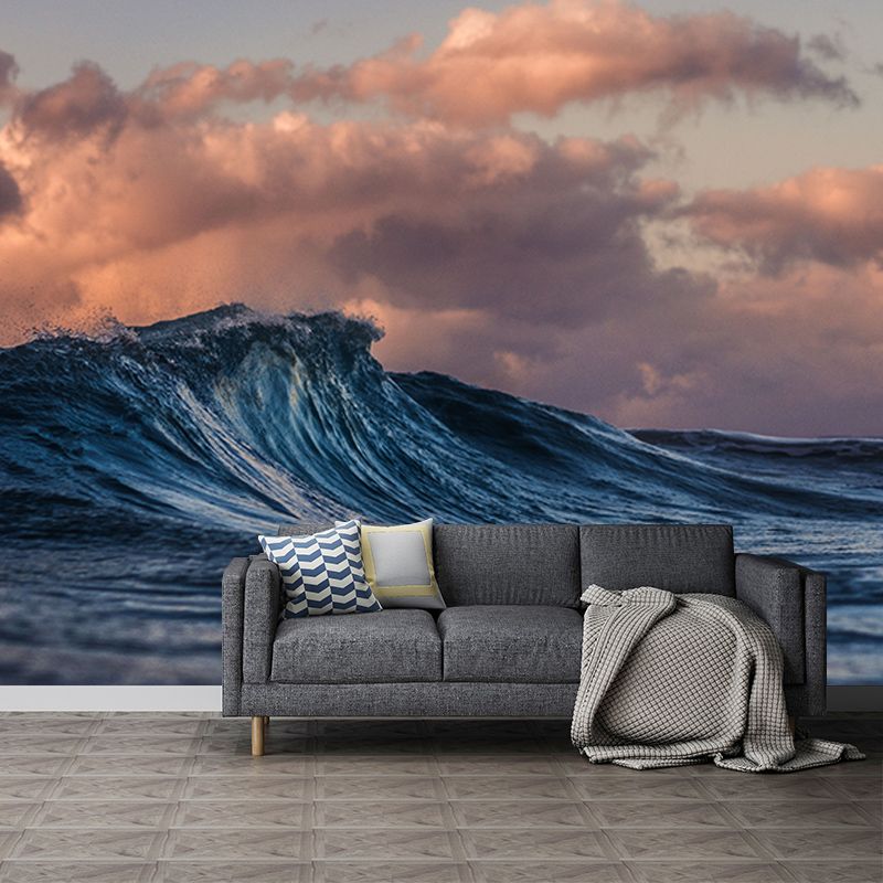 Environment Friendly Resistant Mural Wallpaper Sea Wave Living Room Wall Mural