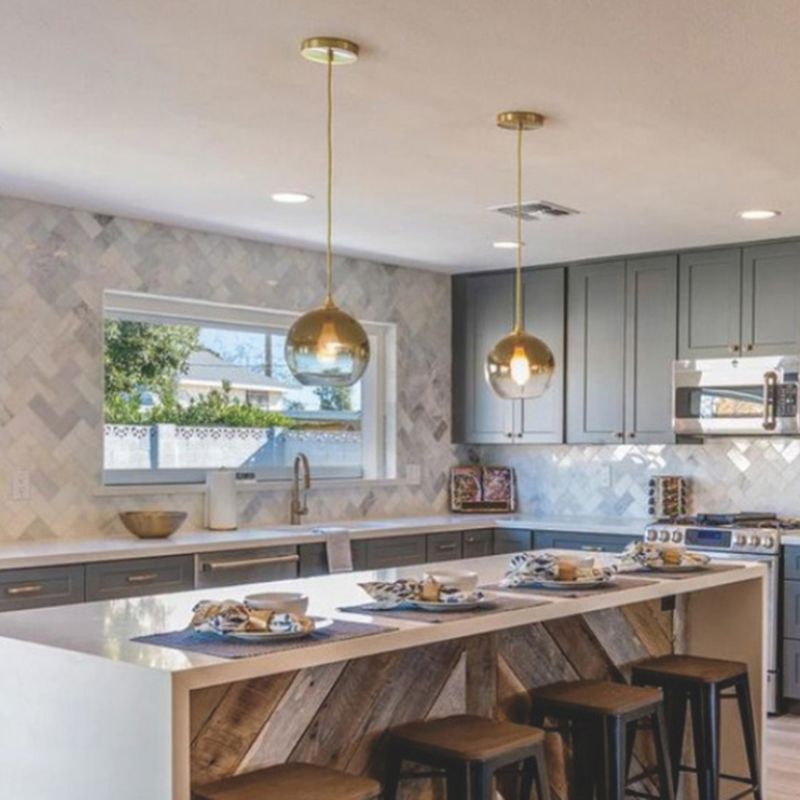 Sfera oro Sfera Impiegamento dell'illuminazione a sospensione Luce a soffitto appeso in vetro moderno per camera da letto