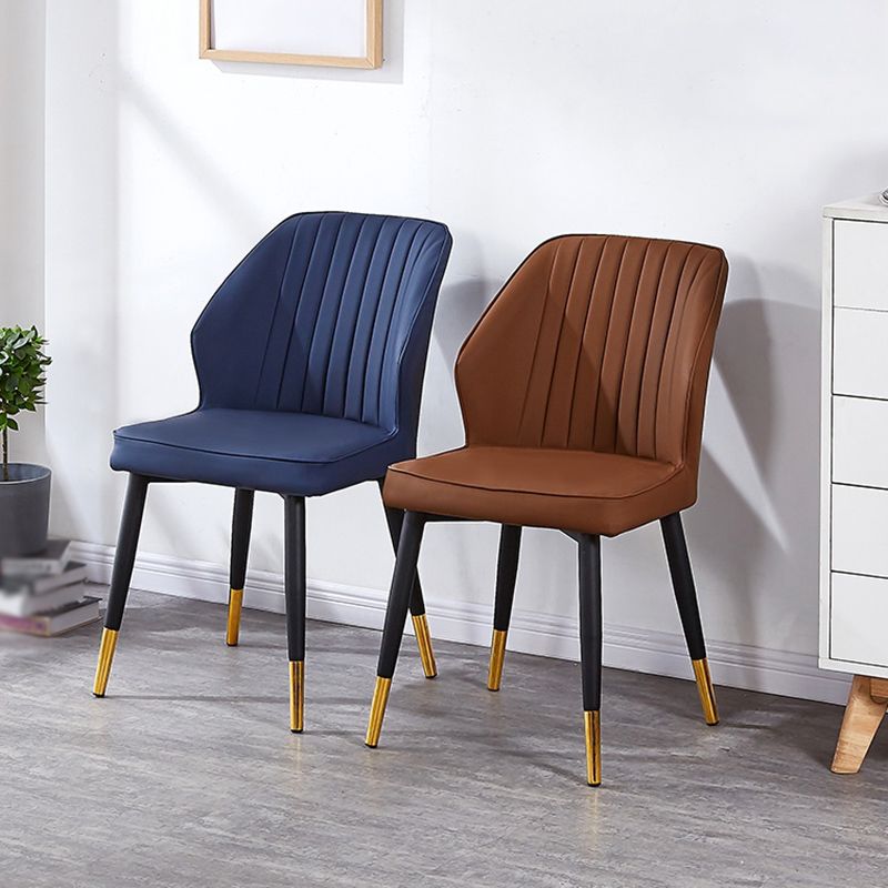 Modern Style Dining Side Chair with Metal Legs Armless Chair for Kitchen