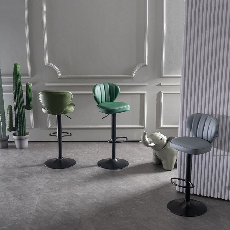 Scandinavian Metal Barstool Fabric Cushion Upholstered Counter Stool with Black Base