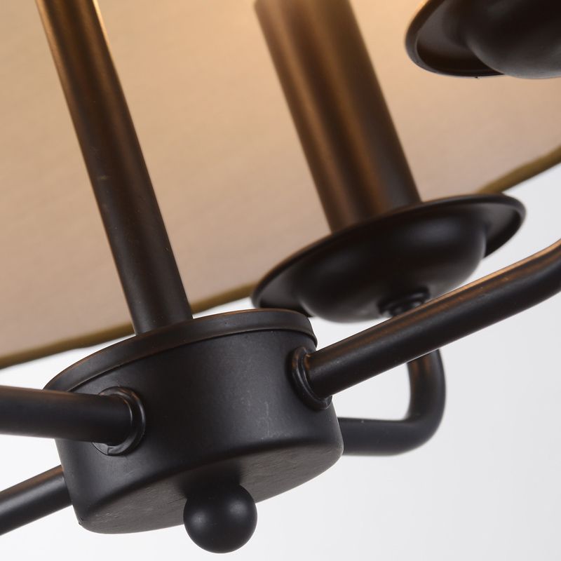 4-Light Fabric Drum Chandelier Traditional Candle Style Ceiling Light for Room