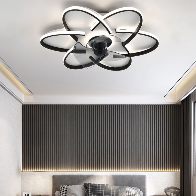 Geometric Shape Metal Ceiling Fans Modern Style Multi-Lights Ceiling Fan Lamp Fixture
