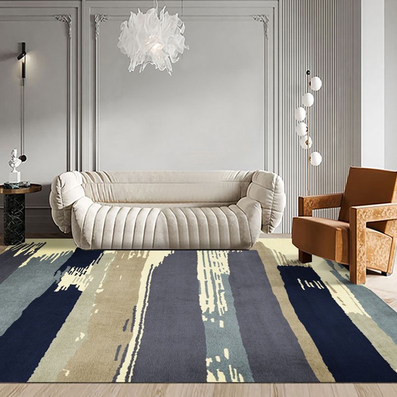 Zwart gestreepte tapijten Polyester Modern Rug Stain Resistant Rug voor woonkamer