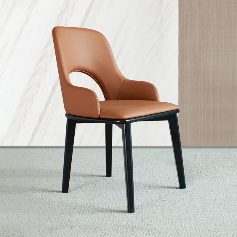 Contemporary Open Back Dining Chairs Armless Side Chairs with Wood Legs for Kitchen