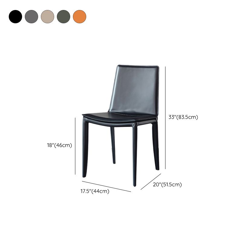 Industrial Leather Dining Chair Armless Side Chairs with Metal Legs for Home Use