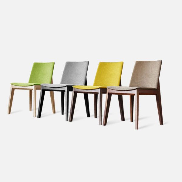 Sillas de comedor tapizadas sin brazos Sillas laterales de interior con patas de madera (juego de 2)