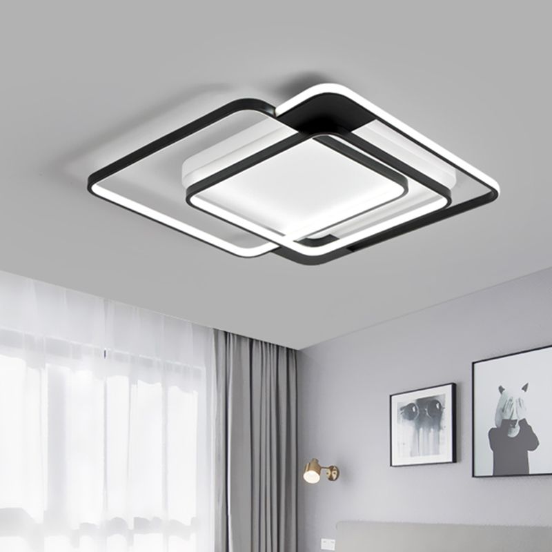 Lampada da incasso acrilica sovrapposta Moderna illuminazione da incasso a LED larga 16,5"/20,5" in nero per camera da letto