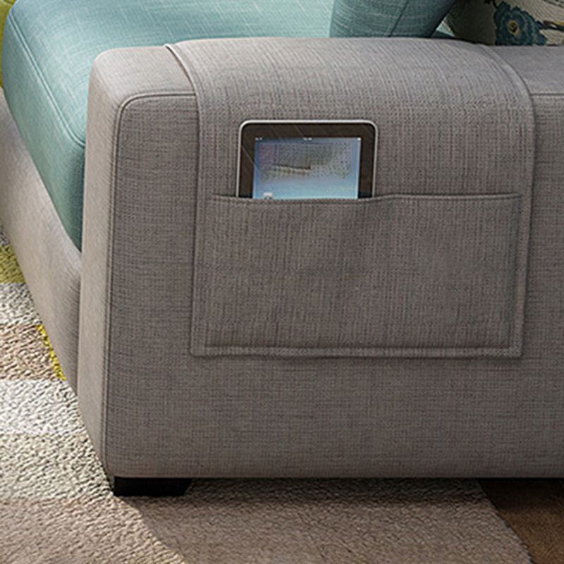 Scandinavian Fabric Sectional Sofa Square Arm Sectional with Storage