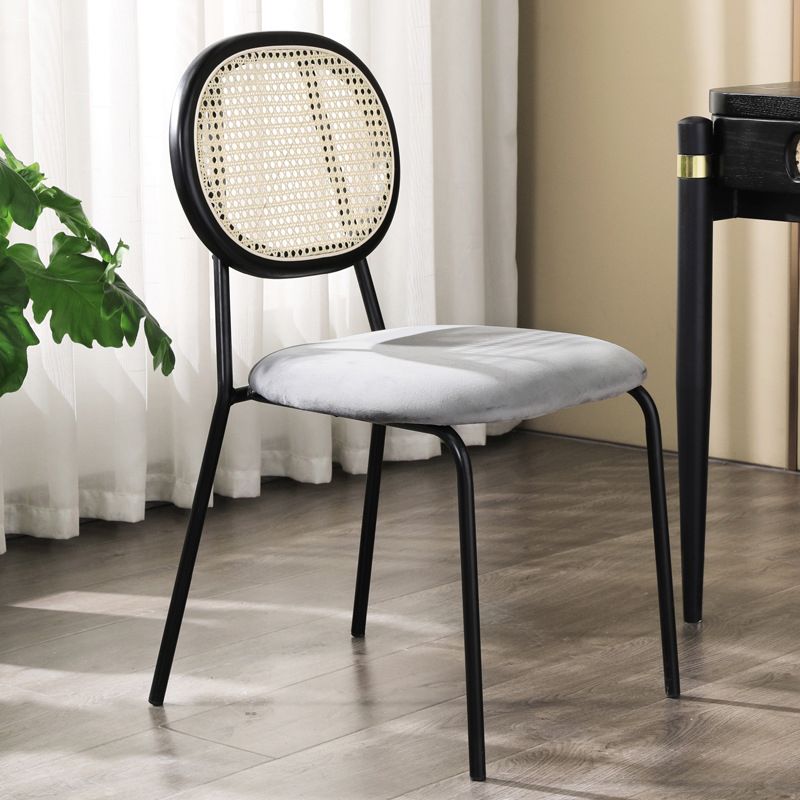 Contemporary Style Metal Chair Set Open Back Dining Room Kitchen Chairs