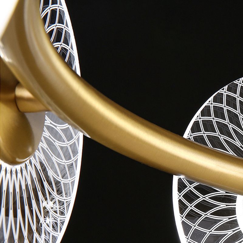 Minimalist Shaded Pendant Chandelier Metal Dinning Room LED Suspension Light in Gold