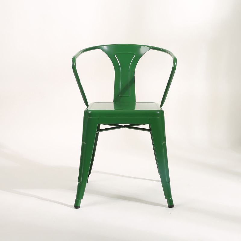 Industrial Dining Armchairs with Metal Legs Slat Back Dining Arm Chair for Coffee Bar