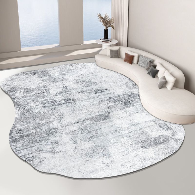 Fancy Grey Area Rug Modern Polyester Area Carpet Tie-Dye Pattern Stain Resistant Rug for Home Decor