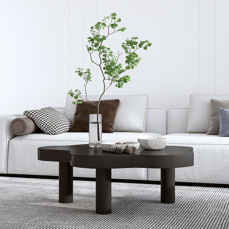 Scandinavian Coffee Table in Free Form with 3 Pine Wood Legs