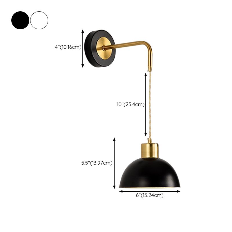 Metal Dome Simple 1 Light Wall Mounted Light Fixture for Bedroom