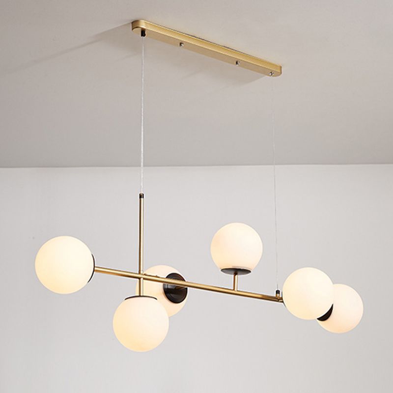 Modern Island Light Multi Lights Island Hanging Light with Glass Shade for Living Room