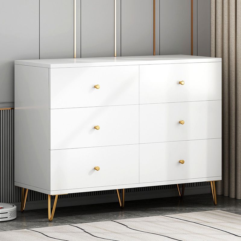 Glam Solid Wood Storage Chest Bedroom Chest in White with Drawers
