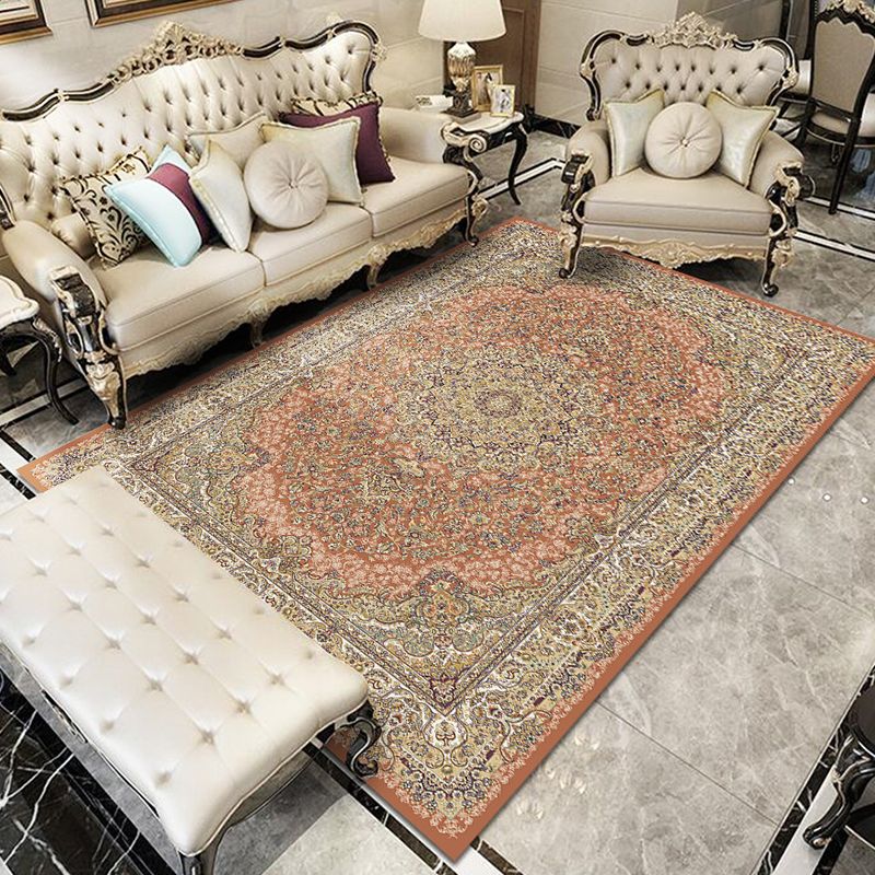 Glam Floral Swirls Rug Multicolor Victorian Rug Synthetics Pet Friendly Non-Slip Stain Resistant Rug for Home