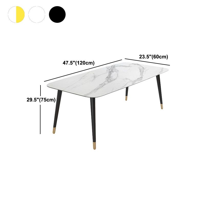 Modern Stone Rectangle Dining Table Home Kitchen Dinner Black Frame Dining Table