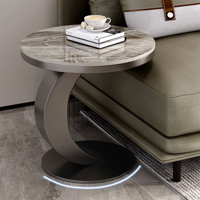 Contemporary Sofa Side Accent Table Metal Round Pedestal Living RoomCorner Table