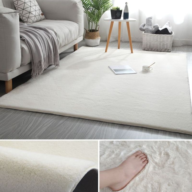Casual Indoor Room Area Rug Gray Solid Color Rug Polyester Washable Carpet