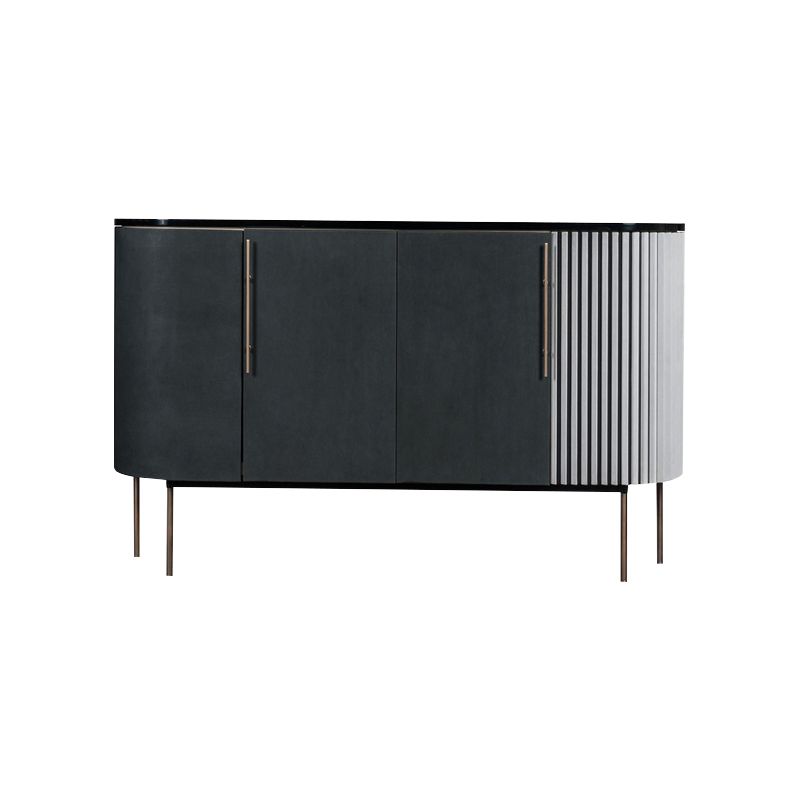 Metal and Solid Wood Cabinet Black Bar Pulls Straight Legs Accent Cabinet