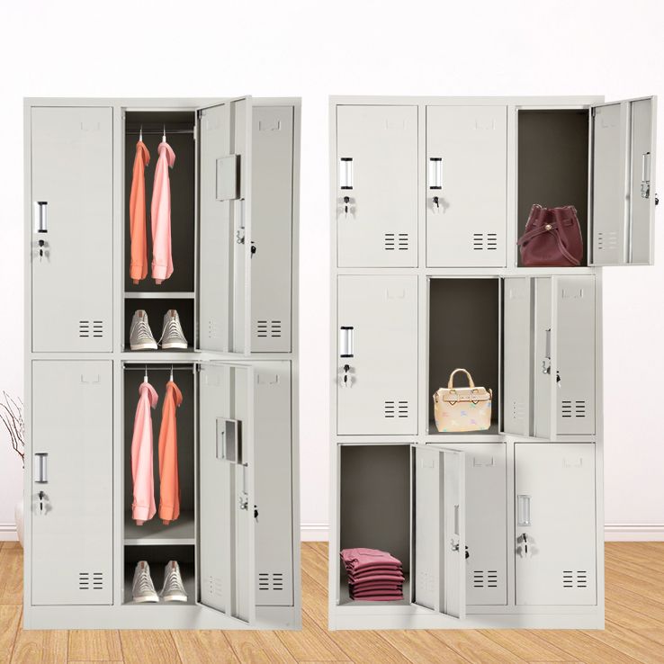 Gray Hinged Wardrobe Closet Contemporary Steel Wardrobe Cabinet
