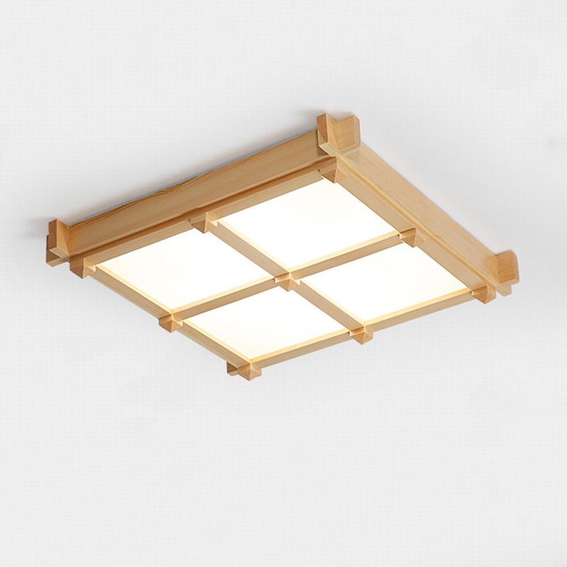 Square Flush Mount Minimalism Wood Flush Mount Light for Dining Room