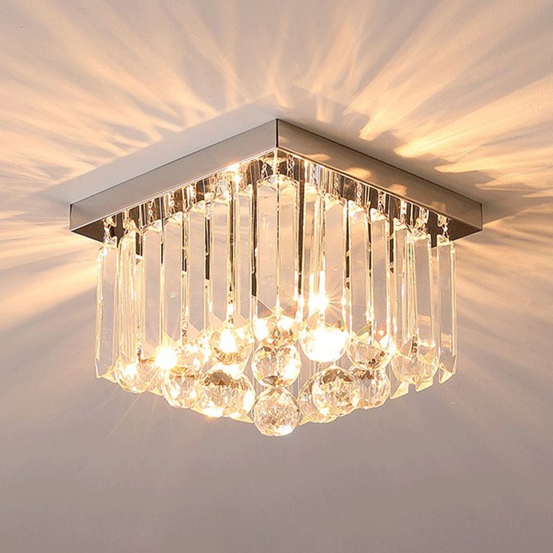 Modern Minimalist Ceiling Lamp Nordic Crystal Flush Mount Light Fixture for Bedroom