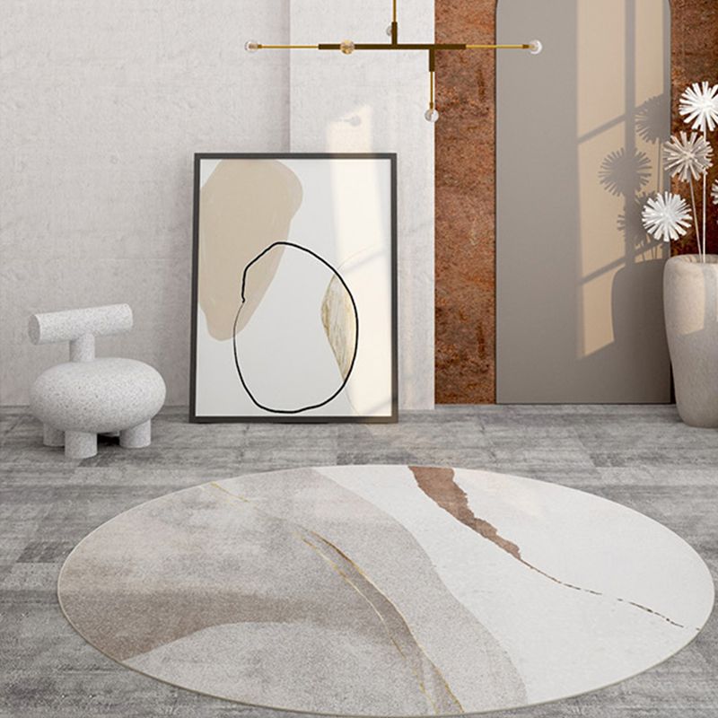 Light Yellow Rug Polyester Graphic Rug Non-Slip Backing Rug for Living Room