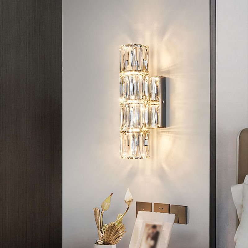 Modern Style Wall Mount Light Simple Wall Light with Crystal Shade for Living Room