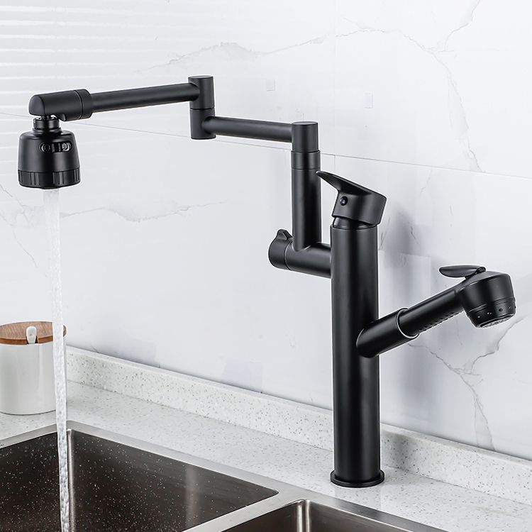 Modern High Arch Pot Filler Faucet Swivel Spout with Pull Down Sprayer