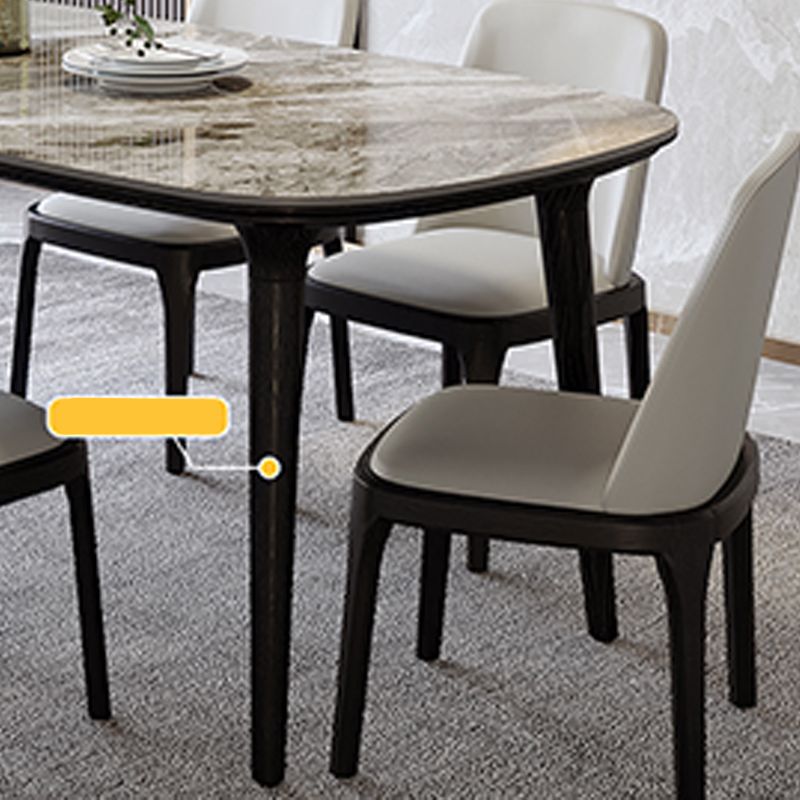 Industrial Sintered Stone Top Dining Table Rectangle Dinette Table with Wooden Base