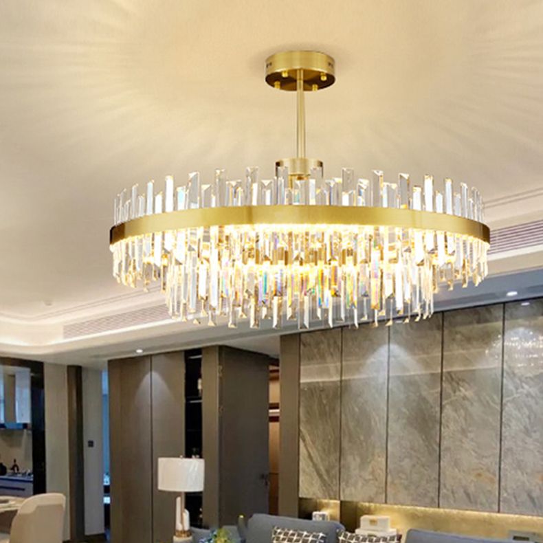 Modern Simple LED Chandelier Crystal Circular Pendant Light for Dining Room