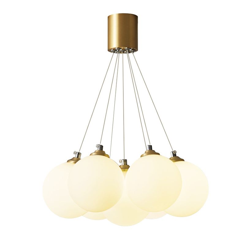Balloons Hanging Pendant Light Simplicity White Glass Bedroom Chandelier in Gold