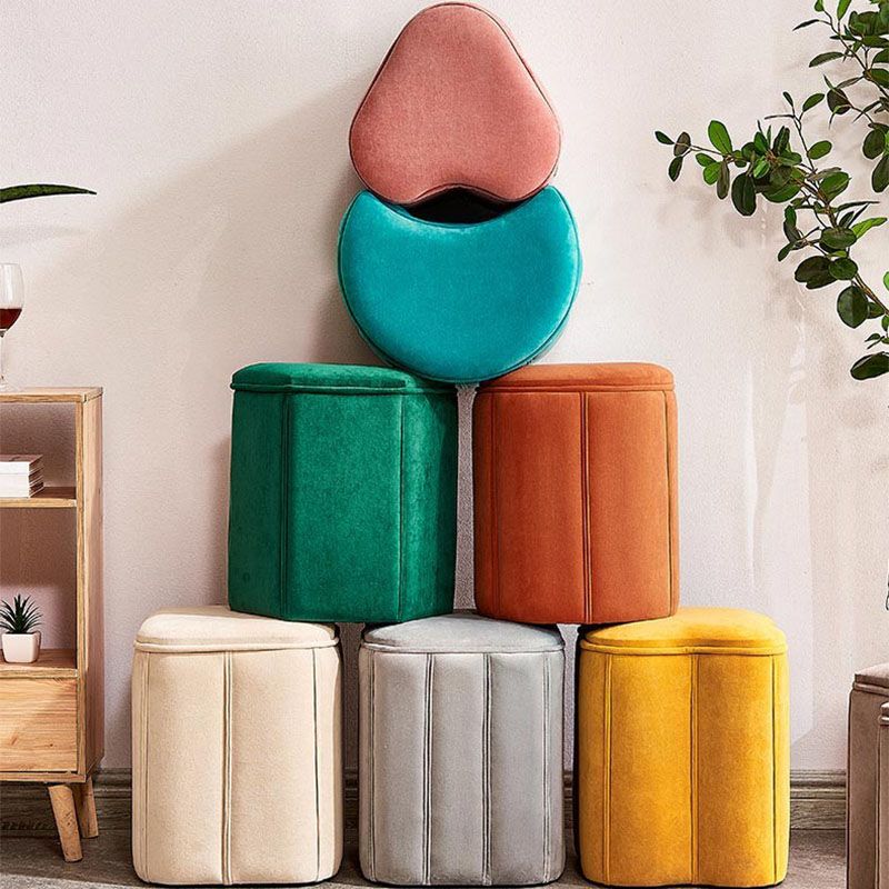 Solid Color Fabric Standard Stool Modern Simple Heart-Shaped Upholstered Footstool