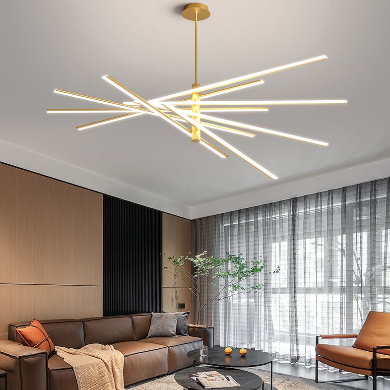 Lineaire woonkamer kroonluchter acryl -eenvoud LED -ophanging verlichting armatuur