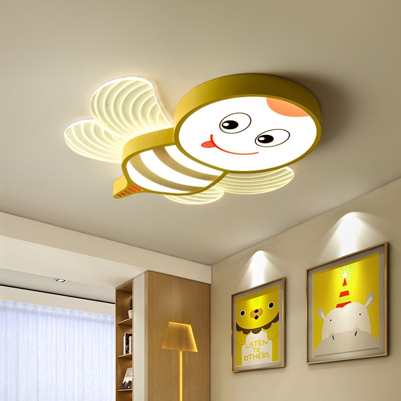 Cartoon Biene Form flushmount Beleuchtung Acryl LED-Schlafzimmer Flush Halterung in Weiß/Pink/Gelb