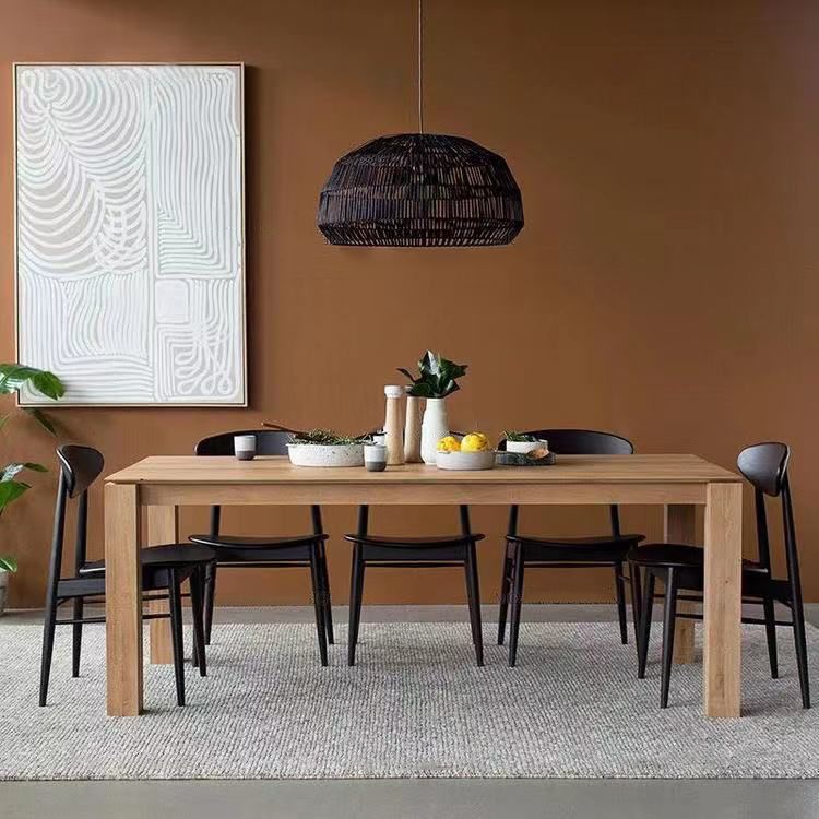 Mesa de comedor rectangular Simplicity, mesa de madera maciza de pino con 4 patas para comedor