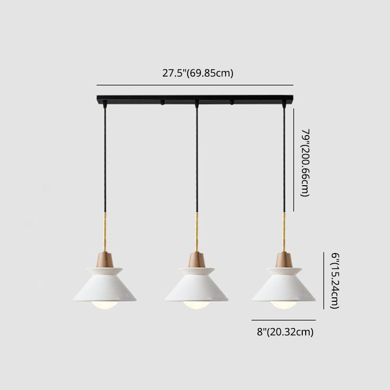 Luz de colgante cónica blanca de lámpara minimalista de cemento colgante de techo de techo