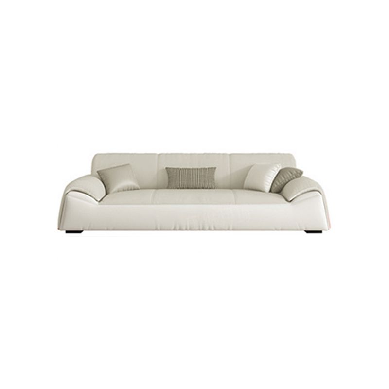 Glam Leather Sofa with Bolster Pillows Seating for Living Room