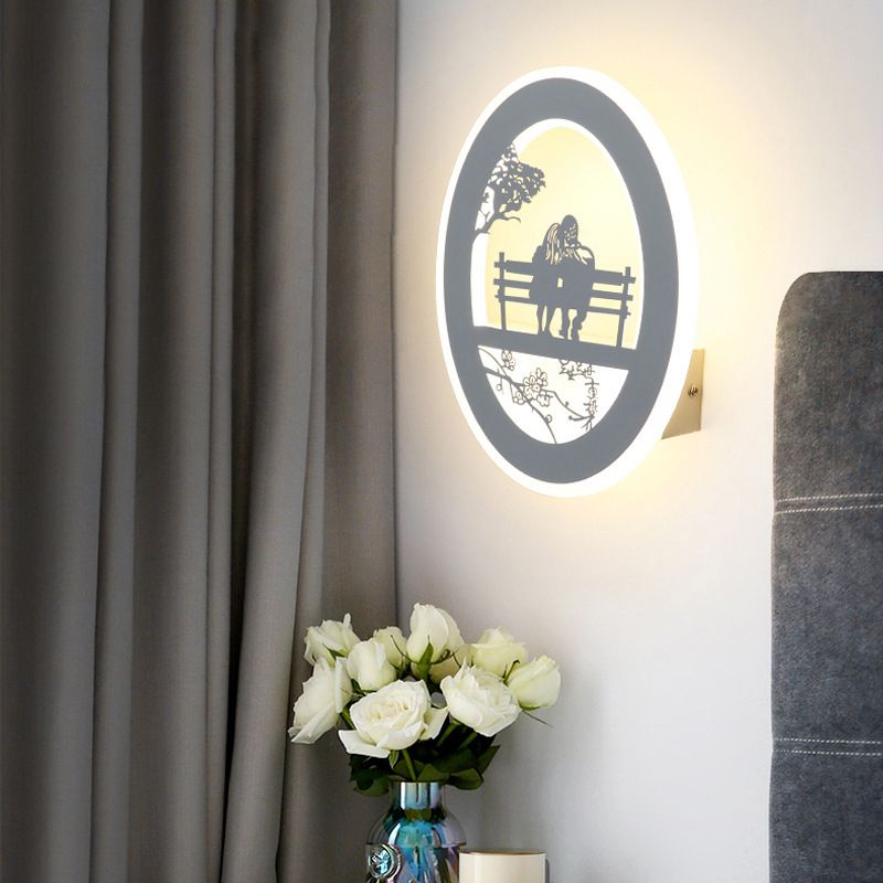 1-Light LED Wall Sconce Light Modern Oval Wall Mount Light for Living Room