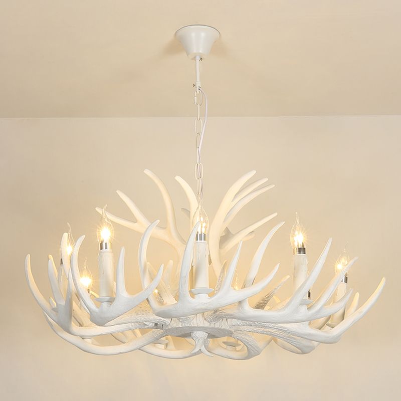 Deer Horn Shaped Resin Chandelier Lighting Retro Dining Room Pendant Light Fixture