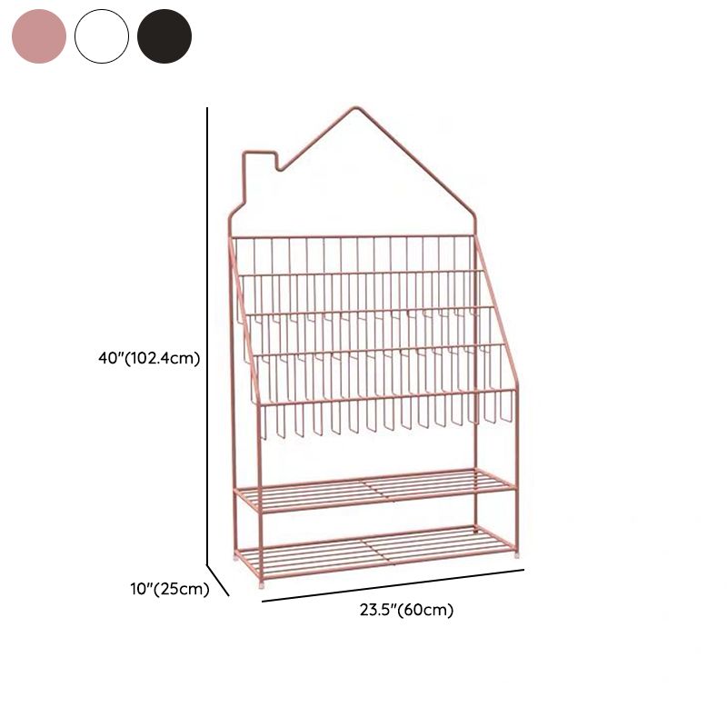 Scandinavian Closed Back Ladder Bookshelf Metal Bookcase with Shelves