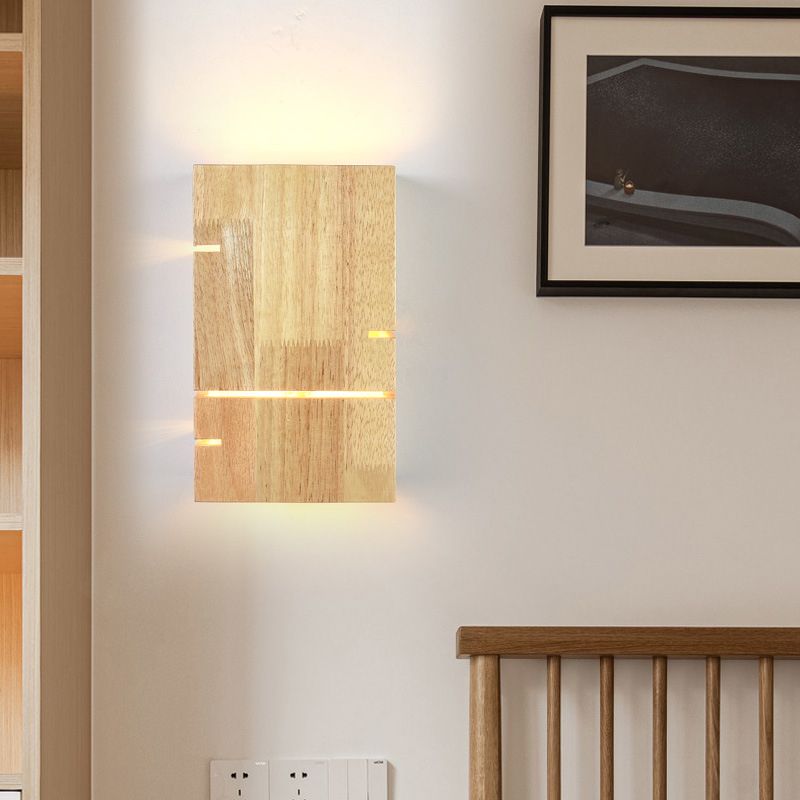 Modernism Beige Finish Single Wall Mounted Sconce LED Wall Light with Wood