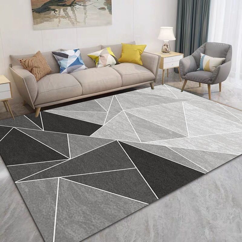 Rapis moderne noir Triangle Triangle Rapis intérieur Tapis de support sans glissement pour salle de dessin