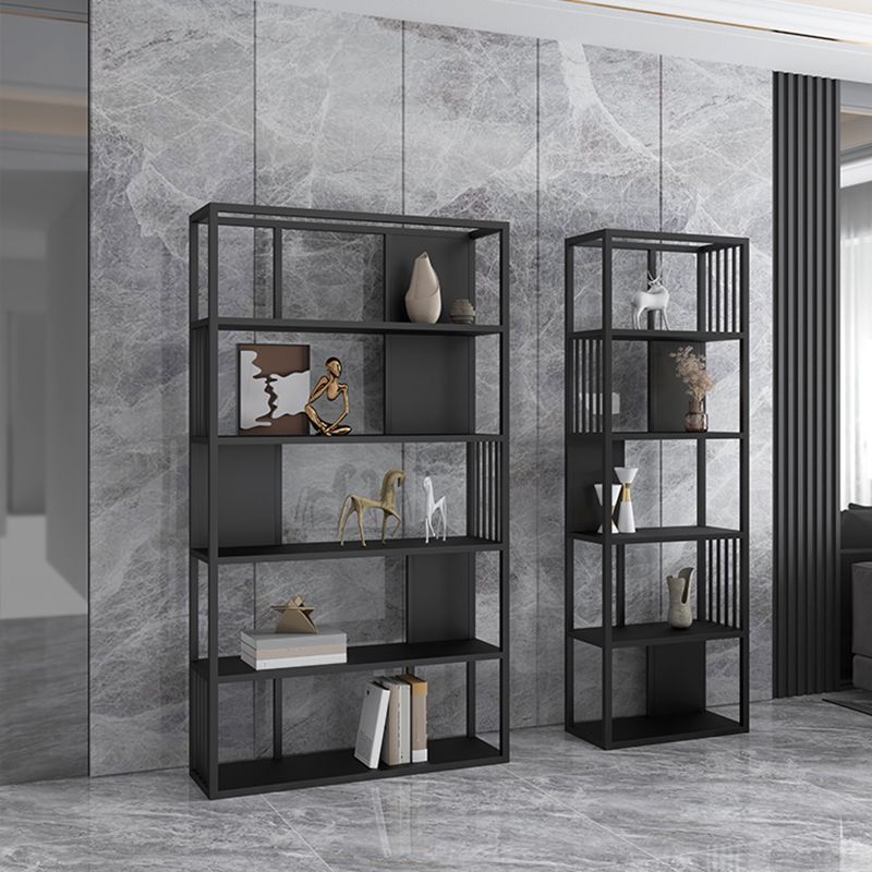 Industrial Metal Bookshelf Standard Black Open Back Bookcase with Shelves