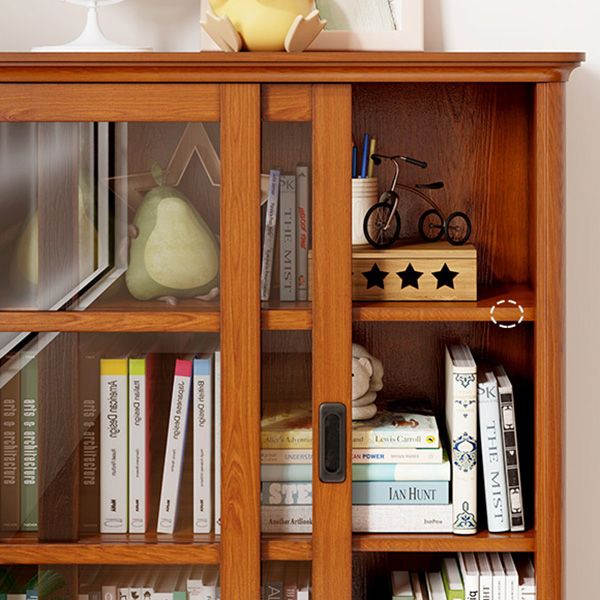 Scandinavian Brown Closed Back Shelf Bookcase Shelves Included for Home Office