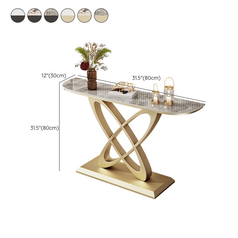 Glam Stone Console Table Iron Scratch Resistant Console Sofa Table for Hall
